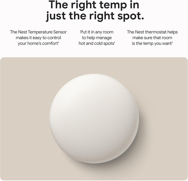 Google Nest Temperature Sensor (2nd Gen) - Room Comfort Sensor with Scheduling - Works with The Nest Learning Thermostat (3rd and 4th Gen) and Nest Thermostat E - Porcelain, White - Image 4